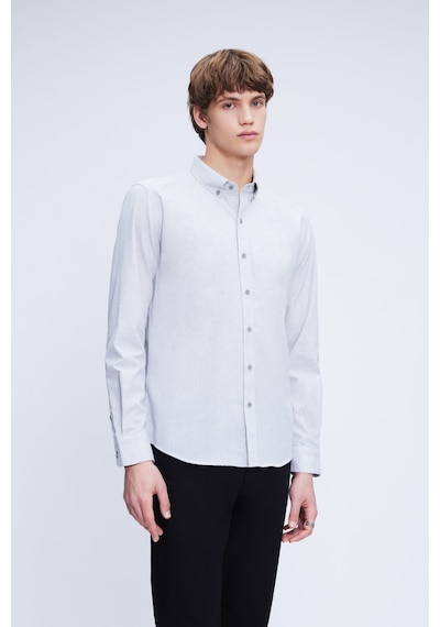 Hatemoğlu Gri Slim Fit Uzun Kollu Düğmeli Yaka Pamuklu Gömlek 24d190000051 Ag1 Gri - Açık Gri Hatemoğlu Gri Slim Fit Uzun Kollu Düğmeli Yaka Pamuklu Gömlek 24d190000051 Ag1 Gri - Açık Gri