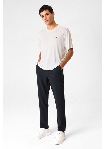 Back And Bond Regular Fit Bisiklet Yaka Flamlı Beyaz Tişört Çok Renkli