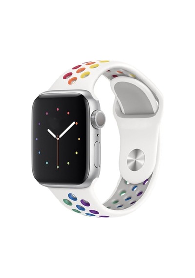 Apple Watch Seri 2/3/4/5/6/se 40mm İle Uyumlu Delikli Spor Kordon, Gökkuşağı