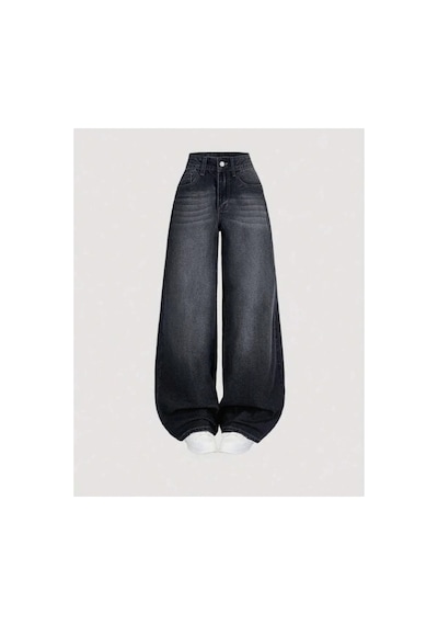 J&kstores Baggy Salaş Pocket Bol Paça Retro Görünümlü Jean Pantolon Gri