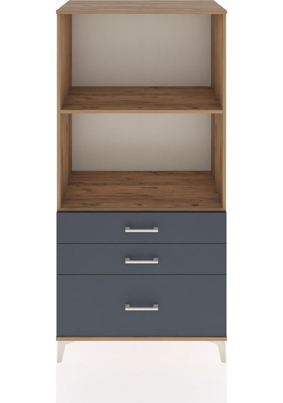 Hyperion Dolap 2 Raflı 3 Çekmeceli 88x44x182 Çam-antrasit Atlas Çam