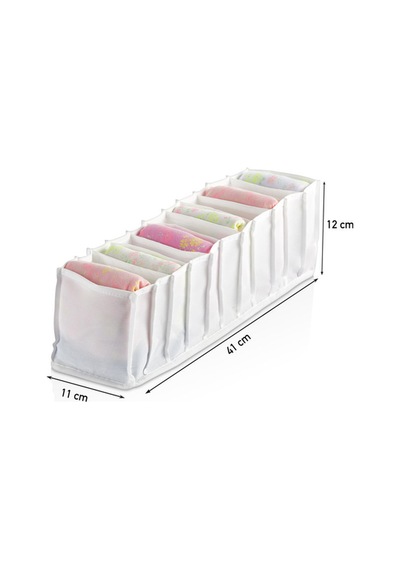 Organizer 1.boy 11 Gözlü 12x38x12 Cm Kumaş Beyaz Diğer