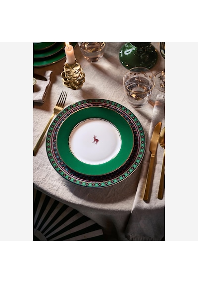 Yeşil Porselen Kahvaltı Tabağı 21 Cm