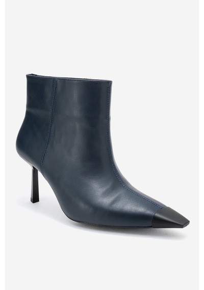 Luvishoes Luvi Shoes Rassel Lacivert Cilt Mat Burunlu Kadın İnce Topuklu Bot Lacivert