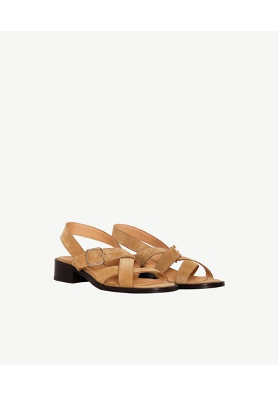 Yargıcı Çapraz Bantlı Kısa Topuklu Süet Sandalet 26ykay4014x 008 Camel