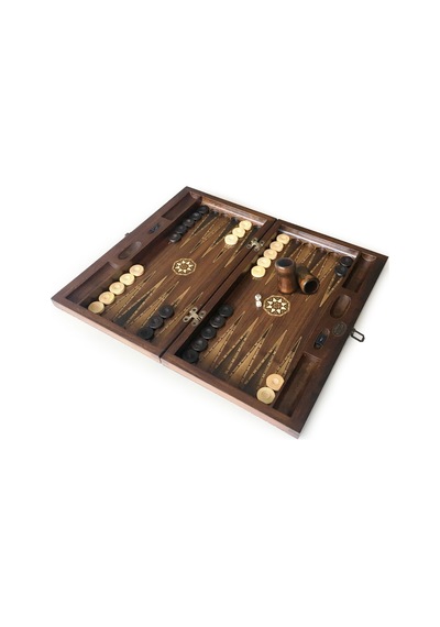 Helena Wood Art Smarty Carved Oymalı Tavla Koyu Ceviz