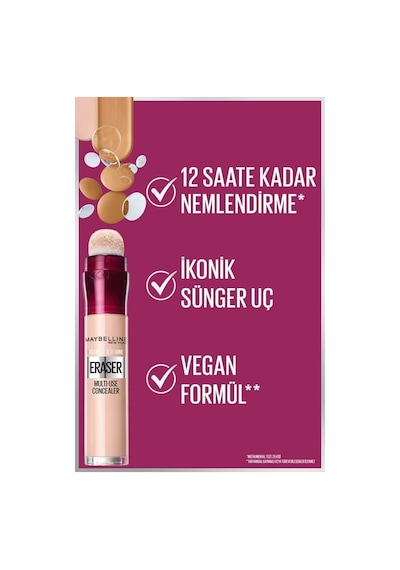 Maybelline New York Instant Anti Age Eraser Kapatıcı 00 Ivory &amp Mini Tattoo Liner Gel Pencil Makyaj Seti Diğer