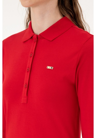 U.S. Polo Assn. Kadın Kırmızı Basic Polo Yaka Sweatshırt 50313593-VR030