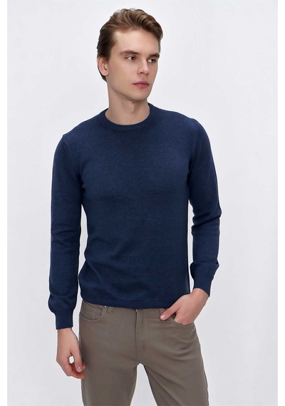 Morven Basic Dinamik Fit Rahat Kesim Bisiklet Yaka Triko Kazak 99kc017005308 İndigo