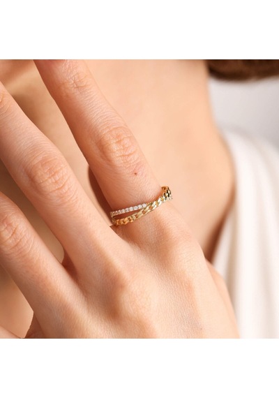 Altın Gurmet Yüzük 14K Çift Sira 530501144