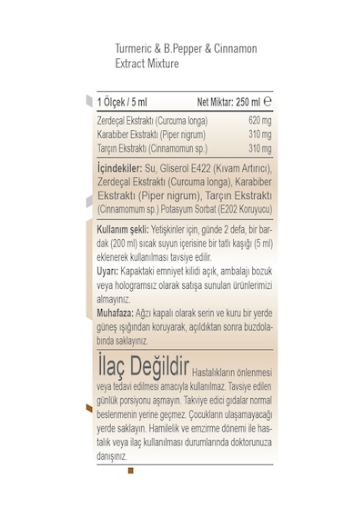 Nanocur Curcumix Zerdeçal - Karabiber - Tarçın Ekstraktı Karışımı 250 ML