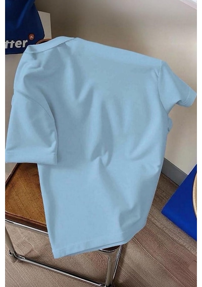 Yorgun Kedi İllüstrasyonlu Unisex Tasarım Tişört Turkuaz