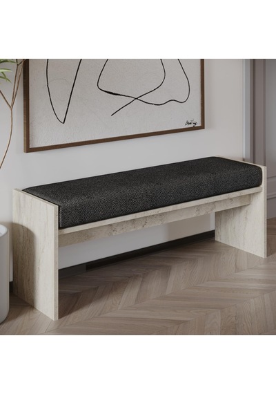 Pearl Bench Modern Tasarım Antre, Mutfak, Yatak Odası, Balkon Oturma Bankı, Kolay Kurulum, Traverten Desen Açık Bej