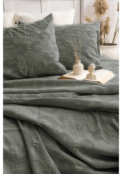 Şaheser Home Collection Yatak Örtüsü Çift Kişilik İt Yeşil Renkli