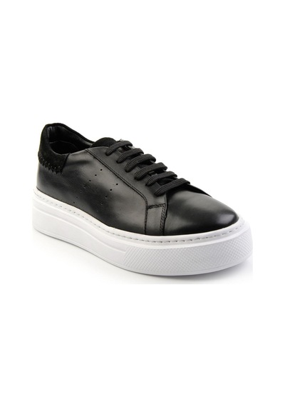 Bambi Siyah Hakiki Deri Erkek Sneaker E01087114303 Siyah