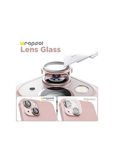 Apple Uyumlu iPhone 15 Pembe Kamera Lens Koruyucu Kolay Uygulama Aparatlı