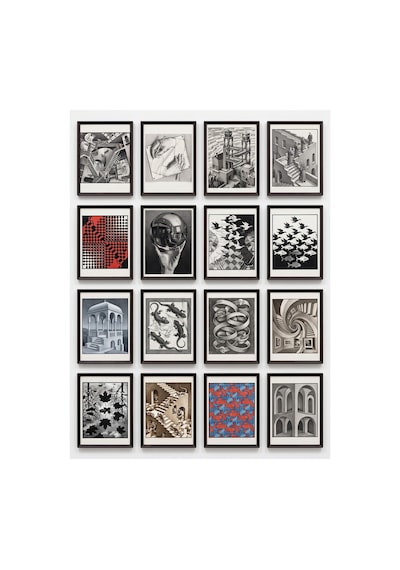 M. C. Escher Tabloları 16'lı Sticker Seti Laptop Defter Planlayıcı Etiketi Çok Renkli