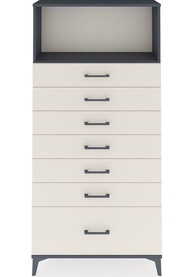 Arges Dolap Tek Raflı 7 Çekmeceli 88x30x182 Antrasit-aytaşı Antrasit