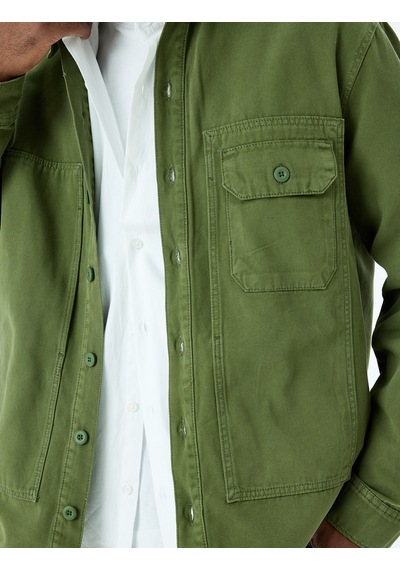 Koton Klasik Düğmeli Uzun Kollu Oversize Kot Ceket Haki 5sam50010nd Haki Koton Klasik Düğmeli Uzun Kollu Oversize Kot Ceket Haki 5sam50010nd Haki