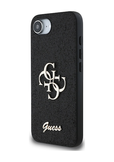 Apple Uyumlu iPhone 16e Kılıf Guess Lisanslı 4g Büyük Metal Logolu Glitter Kapak Siyah