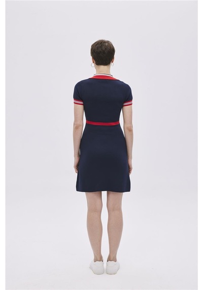 Sherin Lacivert Polo Yaka Straight Fit Triko Elbise-lacivert