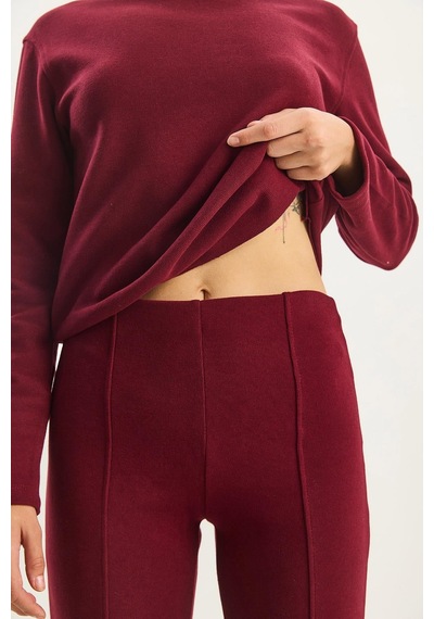 Shade Kadın Rahat Kesim Üst Nervürlü Beli Lastikli Pantolon Selanik Takım 8432 60283603 - Vişne Çok Renkli Shade Kadın Rahat Kesim Üst Nervürlü Beli Lastikli Pantolon Selanik Takım 8432 60283603 - Vişne Çok Renkli