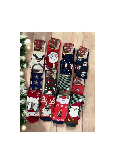 Bmt Bebek 12'li Yılbaşı Temalı Unisex Pamuklu Çorap Seti - One Size Standart Beden Çok Renkli Bmt Bebek 12'li Yılbaşı Temalı Unisex Pamuklu Çorap Seti - One Size Standart Beden Çok Renkli