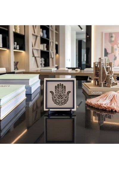 Hamsa Tasarımlı Zarif Dekoratif Aksesuar, Modern Ve Asil Duruşuyla Çalışma Masası İçin 10x10 Cm