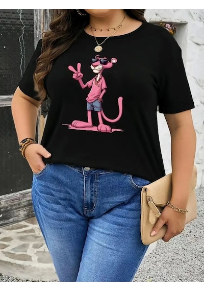Modi Baskılı Oversize Bisiklet Yaka T-shirt - Beyaz - Mymg158836