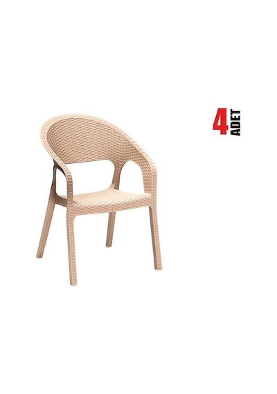 4 Adet Garden Cappucino Sandalye Balkon Bahçe Teras Cappucino