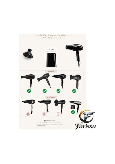Farissu Evrensel Fön Makinesi Elektriklenme Önleyici Kıvırcık Bukle Belirginleştirici Difüzör Başlık