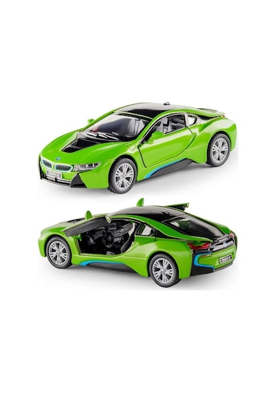 Kinsmart Bmw İ8 Metal Diecast Çek Bırak 1:34 Ölçek Araba Yeşil