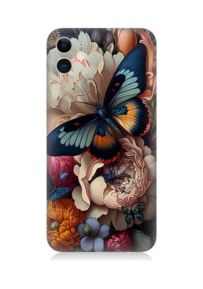 Apple Uyumlu iPhone 11 Silikon Kılıf Kelebek Ve Çiçek