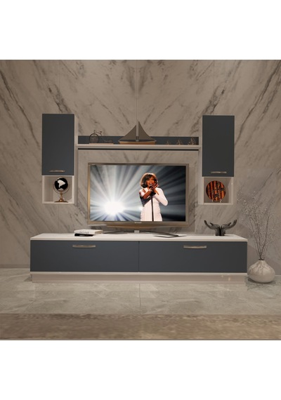 Decoraktiv Eko 5dab Mdf Std Tv Ünitesi Tv Sehpası Beyaz - Antrasit