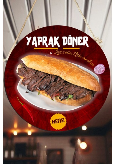 Et Döner Salonu Için Tek Taraflı Karşılama Tabelası, Döner Dükkanı Kapı Duvar Tablo Pano Süs Dekoru
