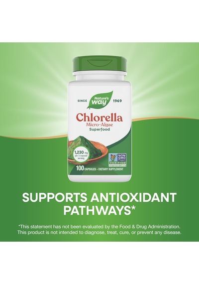 Nature S Way Chlorella Micro-algaea 100 Vegan Capsules 410 Mg