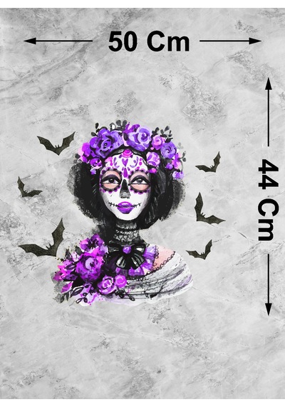 Yarasa Batman Joker Sticker - Kurukafa Kadın Kuru Kafa Sticker- Oto Araba Motosiklet Kask Sticker - 00180 50x44 Cm