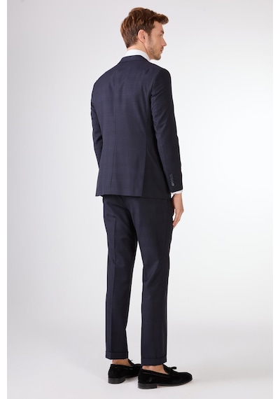 Dufy K.lacivert Balıksırtı Erkek Takım Elbise - Slim Fit Lacivert