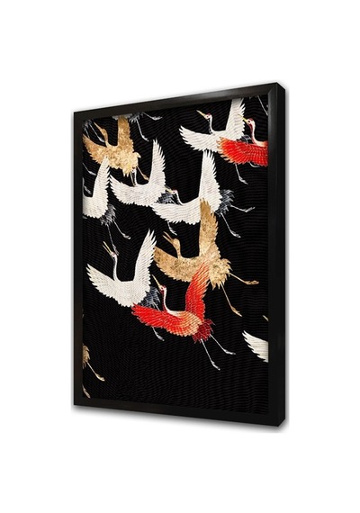 Leylekler Ve Çiçekler Üçlü Çerçeveli Mdf Tablo Seti-172259