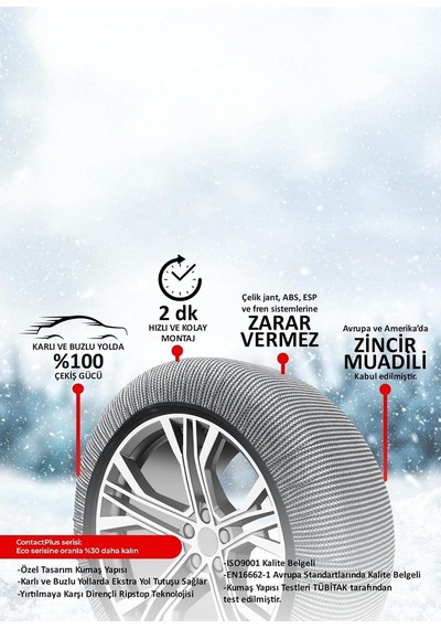 Contactplus, Yırtılmaya Karşı Dirençli Oto Lastik Kar Çorabı M