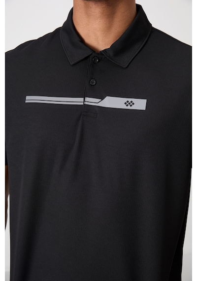 Siyah Polyester Nefes Alan Dokulu İnce Esnek Standart Fit Polo Yaka Erkek Performans T-shirt - 8839 Siyah