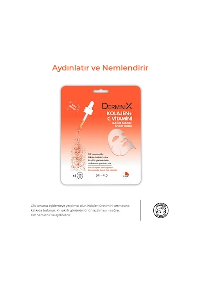 Yüz Bakım Kağıt Maske - Kolajen + C Vitamini