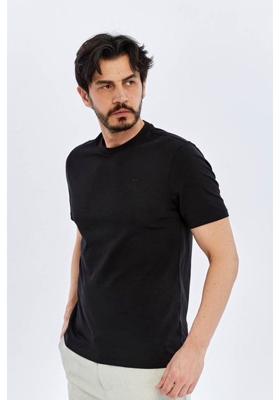 Süvari O Yaka Regular Siyah Erkek T-shirt Ts1014000475