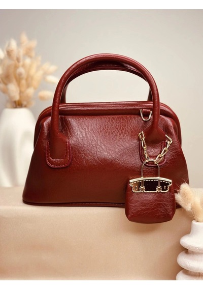 Elora Atelier Bowler Bordo Deri El Çantası Çok Renkli