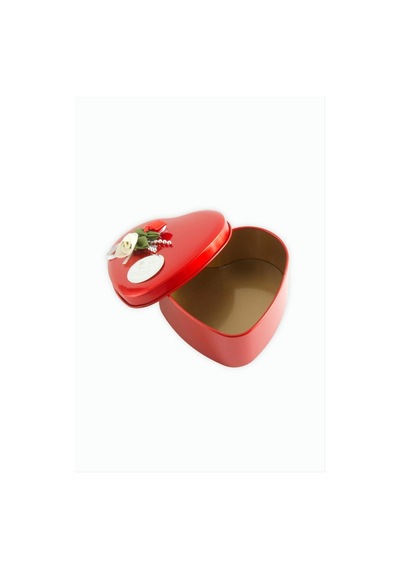 Kalp Boş Kırmızı Metal Kutu 9 Cm 1