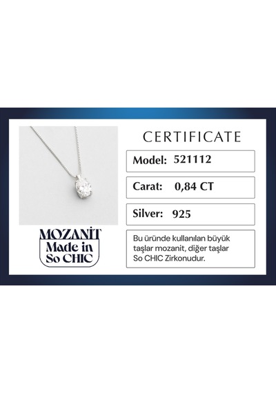 Mozanit Diana 18 Ayar Beyaz Altın Kaplama 45 Cm Gümüş Tektaş Kolye Rodyum