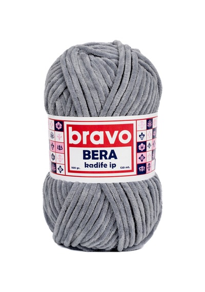 Bera Kadife İplik 100 Gr 120 Metre Renk Kodu: 909 Koyu Gri