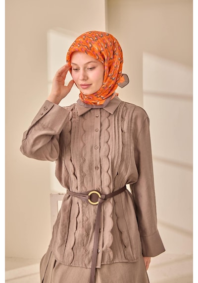 Silk Home Aura Eşarp 140006-16 Koyu Vizon, Turuncu, Beyaz, Füme, Pembe