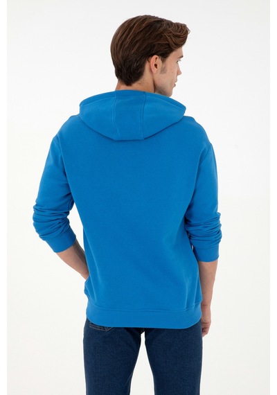 U.S. Polo Assn. Erkek Kapüşonlu Kobalt Basic Sweatshirt 50295149-VR077