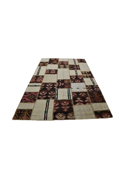 Kilim Antik El Dokuma 7.5m2 Yün Kendirli Patchwork Kırkyama Anadolu Kilimi 0113 - Yeni - Çok Renkli